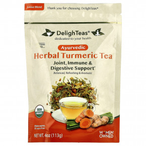 DelighTeas, Аюрведический травяной чай с куркумой, рассыпчатая смесь, без кофеина, 113 г (4 унции) в Москве - eco-herb.ru | фото