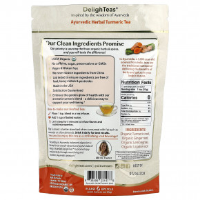 DelighTeas, аюрвердический травяной чай с куркумой, рассыпная смесь, без кофеина, 170 г (6 унций) в Москве - eco-herb.ru | фото