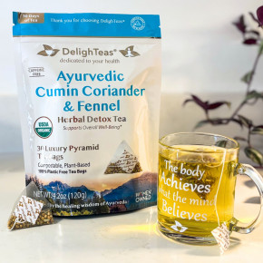 DelighTeas, Ayurvedic Cumin, Coriander & Fennel, травяной чай для выведения токсинов, без кофеина, 30 роскошных чайных пакетиков Pyramid, 120 г (4,2 унции) в Москве - eco-herb.ru | изображение DelighTeas, Ayurvedic Cumin, Coriander & Fennel, травяной чай для выведения токсинов, без кофеина, 30 роскошных чайных пакетиков Pyramid, 120 г (4,2 унции) в Москве - eco-herb.ru | фото