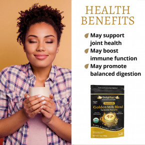 DelighTeas, Ayurvedic Golden Milk Blend, латте с чаем с куркумой, без кофеина, 140 г (5 унций) в Москве - eco-herb.ru | изображение DelighTeas, Ayurvedic Golden Milk Blend, латте с чаем с куркумой, без кофеина, 140 г (5 унций) в Москве - eco-herb.ru | фото
