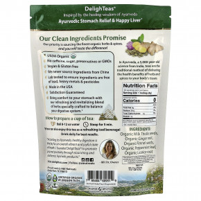 DelighTeas, Ayurvedic Stomach Relief & Happy Liver, травяной чай для выведения токсинов, без кофеина, 30 роскошных чайных пакетиков Pyramid, 120 г (4,2 унции) в Москве - eco-herb.ru | фото
