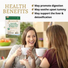 DelighTeas, Ayurvedic Stomach Relief & Happy Liver, травяной чай для выведения токсинов, без кофеина, 30 роскошных чайных пакетиков Pyramid, 120 г (4,2 унции) в Москве - eco-herb.ru | фото
