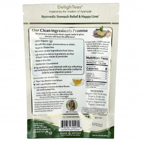 DelighTeas, Ayurvedic Stomach Relief & Happy Liver, травяной чай для выведения токсинов, рассыпчатая смесь, без кофеина, 140 г (5 унций) в Москве - eco-herb.ru | фото
