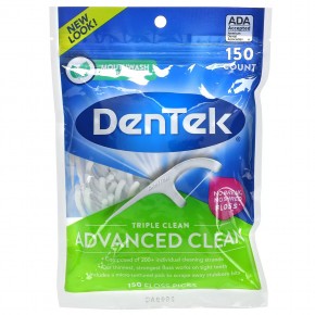 DenTek, Advanced Clean Floss Picks, жидкость для полоскания рта, 150 зубочисток - описание