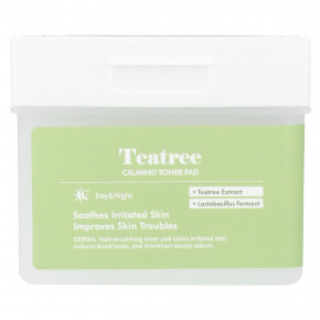 Dermal, Teatree Calming Toner Pad, 120 марлевых салфеток - описание | фото