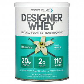 Designer Wellness, Designer Whey, натуральный 100%-ный сывороточный белок, французская ваниль, 340 г в Москве - eco-herb.ru | фото