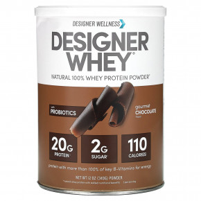 Designer Wellness, Designer Whey, натуральный 100% порошок из сывороточного протеина, вкус шоколада, 340 г (12 унций) - описание