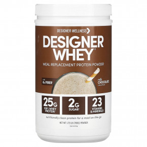 Designer Wellness, Designer Whey, протеиновый порошок для замены приемов пищи, молочный шоколад, 783 г (1,72 фунта) - описание | фото