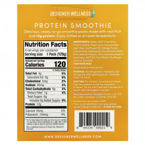 Designer Wellness, Протеиновый смузи, персик и манго, 4 упаковки по 120 г (4,2 унции) в Москве - eco-herb.ru | фото