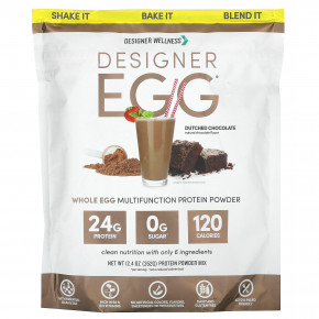 Designer Wellness, Totally Egg, натуральный яичный белок с желтком, голландский шоколад, 12,4 унции (352 г) - описание | фото