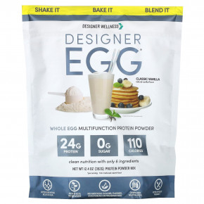 Designer Wellness, Totally Egg, Натуральный яичный и желточный белок, Классическая ваниль, 12,4 унц. (352 г) - описание