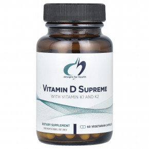 Designs For Health, Vitamin D Supreme with Vitamin K1 and K2, 60 Vegetarian Capsules - описание