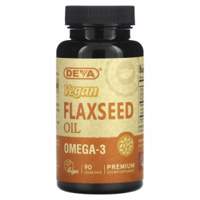 Deva, премиальное веганское льняное масло, 90 веганских капсул (500 мг в 1 капсуле) - описание | фото