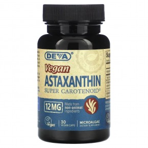 Deva, Vegan Astaxanthin Super Carotenoid, 12 mg , 30 Vegan Caps в Москве - eco-herb.ru | фото