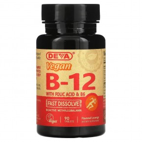 Deva, быстрорастворимый витамин B12 с фолиевой кислотой и витамином В6, для веганов, 90 таблеток в Москве - eco-herb.ru | фото