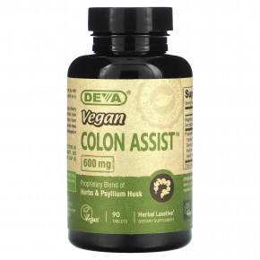 Deva, Vegan Colon Assist, 600 мг, 90 таблеток - описание | фото