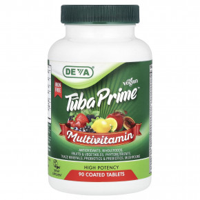 Deva, Vegan Tuba Prime ™, мультивитамины, без железа, высокая эффективность, 90 таблеток, покрытых оболочкой в Москве - eco-herb.ru | фото