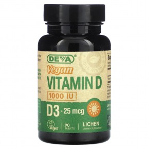 Deva, веганский витамин D, витамин D3, 25 мкг (1000 МЕ), 90 таблеток в Москве - eco-herb.ru | фото
