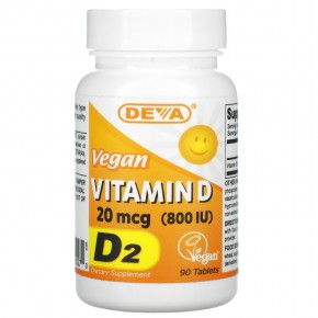 Deva, Веганский витамин D, D2, 20 мкг (800 МЕ), 90 таблеток в Москве - eco-herb.ru | фото