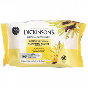 Dickinson Brands, Original гамамелис, освежающие очищающие салфетки, без отдушек, 25 шт. в Москве - eco-herb.ru | фото