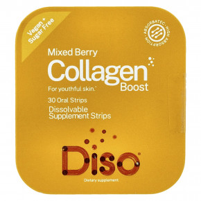 Diso, Collagen Boost, коллаген с ягодным ассорти, 30 полосок для полости рта - описание | фото