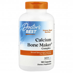 Doctor's Best, Calcium Bone Maker®, комплекс с кальцием для здоровья костей, 180 капсул - описание | фото