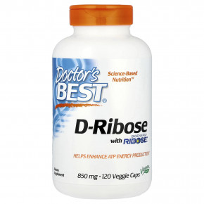 Doctor's Best, D-рибоза с BioEnergy Ribose®, 120 растительных капсул - описание | фото