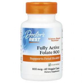 Doctor's Best, Fully Active Folate 800, фолат, 800 мкг, 60 растительных капсул в Москве - eco-herb.ru | фото