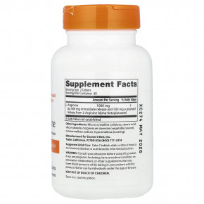 Doctor's Best, L-аргинин, 120 двухслойных таблеток (500 мг в 1 таблетке) в Москве - eco-herb.ru | фото