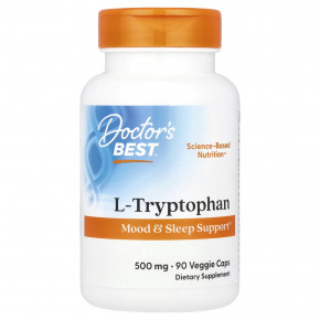 Doctor's Best, L-триптофан с TryptoPure, 500 мг, 90 растительных капсул - описание | фото