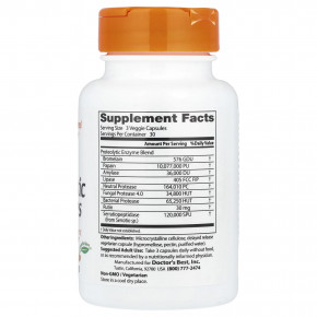 Doctor's Best, протеолитические ферменты, 90 растительных капсул с отсроченным высвобождением в Москве - eco-herb.ru | фото