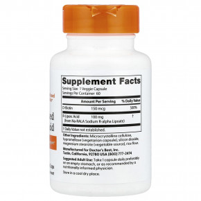 Doctor's Best, стабилизированная R-липоевая кислота, 100 мг, 60 растительных капсул в Москве - eco-herb.ru | фото