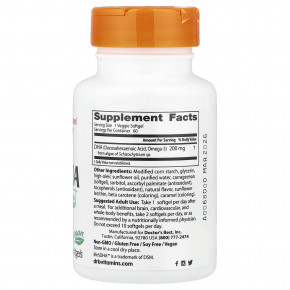 Doctor's Best, веганская ДГК из водорослей с Life's DHA™, 200 мг, 60 растительных капсул в Москве - eco-herb.ru | изображение Doctor's Best, веганская ДГК из водорослей с Life's DHA™, 200 мг, 60 растительных капсул в Москве - eco-herb.ru | фото