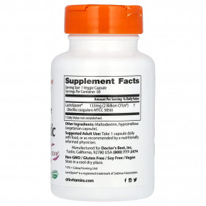 Doctor's Best, Здоровье пищеварительной системы, 2 миллиарда пробиотиков с LactoSpore, 2 миллиарда, 60 растительных капсул в Москве - eco-herb.ru | фото