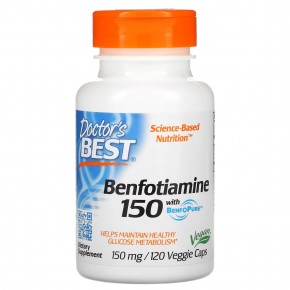 Doctor's Best, бенфотиамин 150, с BenfoPure, 150 мг, 120 вегетарианских капсул - описание