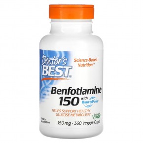 Doctor's Best, бенфотиамин с BenfoPure, 150 мг, 360 вегетарианских капсул - описание