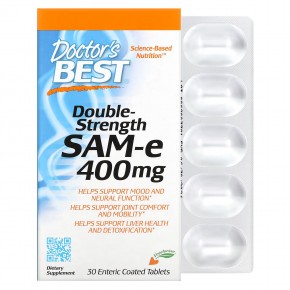 Doctor's Best, Double Strength SAM-e (Disulfate Tosylate), 400 mg, 30 Enteric Coated Tablets в Москве - eco-herb.ru | фото