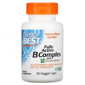 Doctor's Best, комплекс активных витаминов B с Quatrefolic, 30 вегетарианских капсул - описание