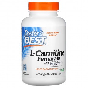 Doctor's Best, L-карнитин фумарат с карнитинами Biosint, 855 мг, 180 вегетарианских капсул - описание