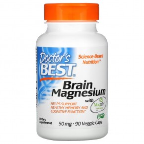 Doctor's Best, Магний для мозга с Magtein, 150 мг, 90 вегетарианских капсул (50 мг на капсулу) в Москве - eco-herb.ru | фото