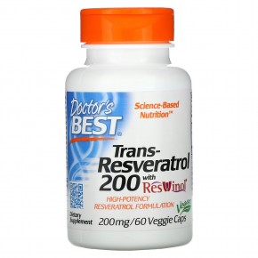 Doctor's Best, транс-ресвератрол 200 с Resvinol, 200 мг, 60 вегетарианских капсул в Москве - eco-herb.ru | фото