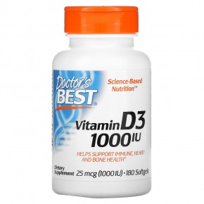 Doctor's Best, витамин D3, 25 мкг (1000 МЕ), 180 капсул - описание