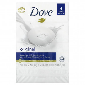 Dove, Мыло Beauty Bar, глубокое увлажнение, белое, 4 шт., По 106 г (3,75 унции) в Москве - eco-herb.ru | фото
