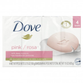 Dove, Мыло Beauty Bar с глубоким увлажнением, розовое, 4 насадки по 4 унции (113 г) каждая в Москве - eco-herb.ru | фото
