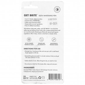 Dr. Brite, Get Brite ™, отбеливающая ручка для зубов, 4 мл (0,14 жидк. унц.) (Товар снят с продажи) в Москве - eco-herb.ru | фото
