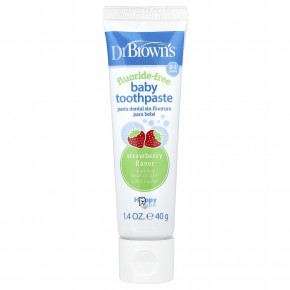 Dr. Brown's, Детская зубная паста, без фтора, для детей от 0 до 3 лет, с клубникой, 40 г (1,4 унции) - описание | фото