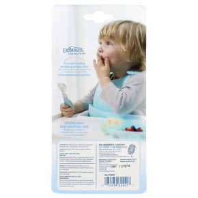 Dr. Brown's, Набор ложек и вилок с мягкой ручкой, для детей старше 12 месяцев, бирюзовый, набор из 2 предметов в Москве - eco-herb.ru | фото