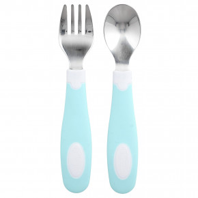 Dr. Brown's, Набор ложек и вилок с мягкой ручкой, для детей старше 12 месяцев, бирюзовый, набор из 2 предметов в Москве - eco-herb.ru | фото