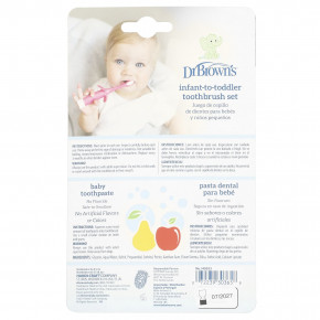 Dr. Brown's, Набор зубных щеток для малышей, от 0 до 3 лет, розовый, яблочно-грушевый, набор из 2 предметов в Москве - eco-herb.ru | фото