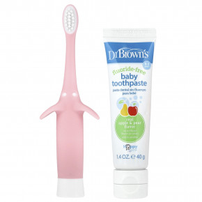 Dr. Brown's, Набор зубных щеток для малышей, от 0 до 3 лет, розовый, яблочно-грушевый, набор из 2 предметов в Москве - eco-herb.ru | фото